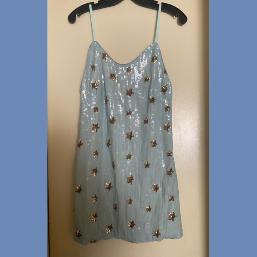 Disco Fever Blue and Stars Sequin Party Dress